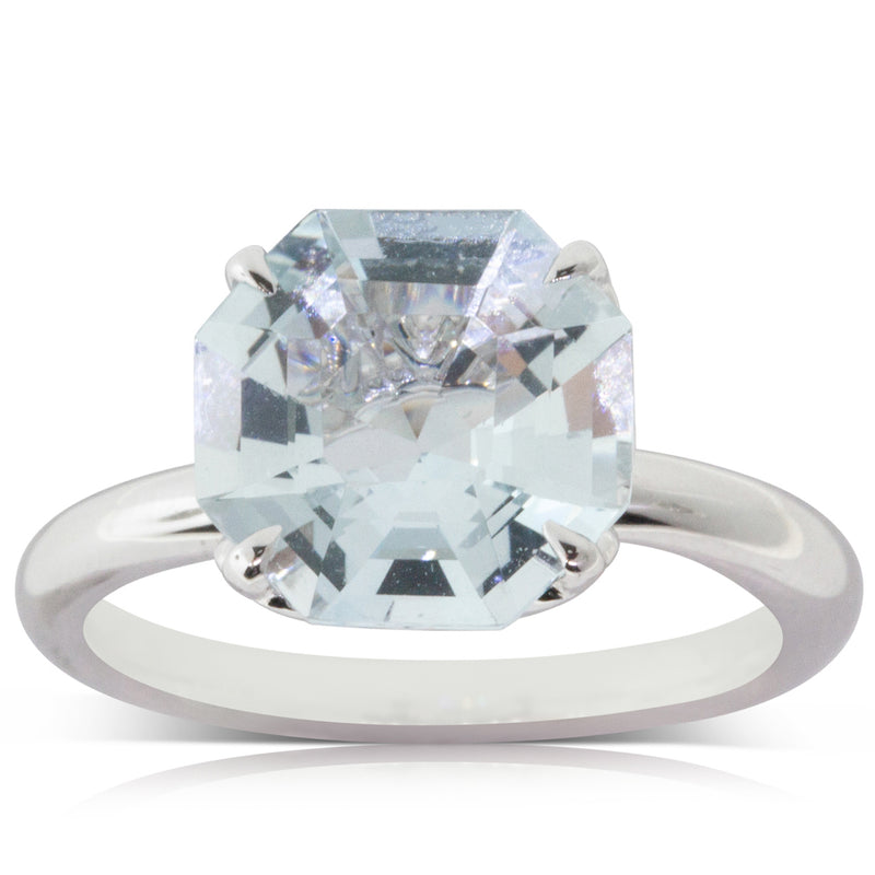 18ct White Gold Aquamarine Octavia Ring-Ring-Walker & Hall