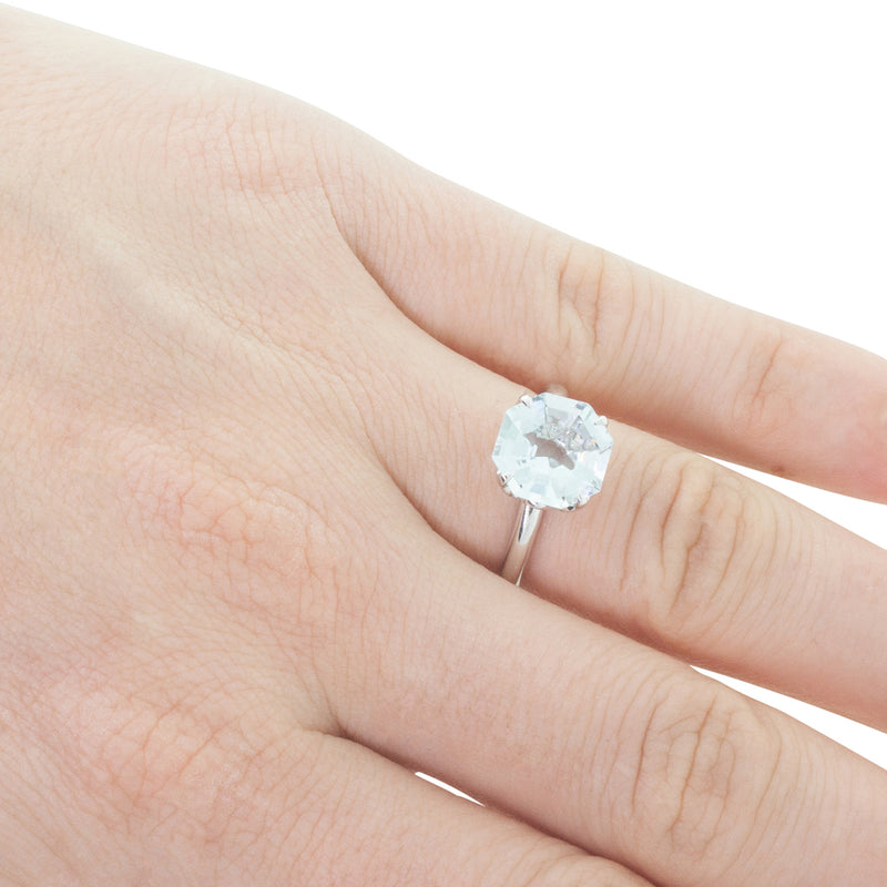 18ct White Gold Aquamarine Octavia Ring-Ring-Walker & Hall