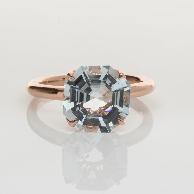 18ct Rose Gold Aquamarine Octavia Ring-Ring-Walker & Hall