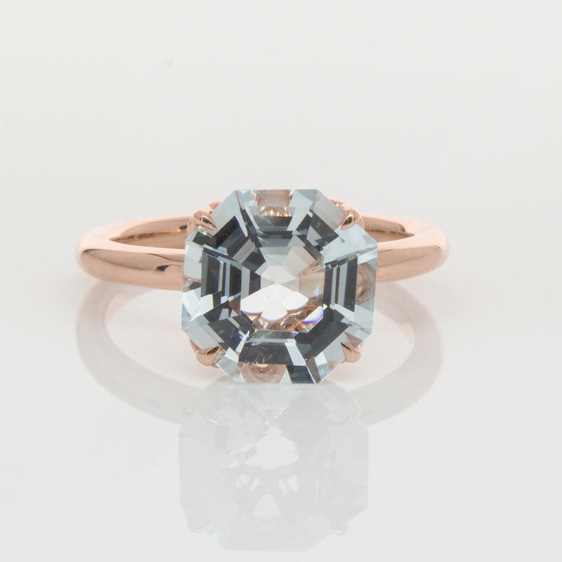 18ct Rose Gold Aquamarine Octavia Ring-Ring-Walker & Hall