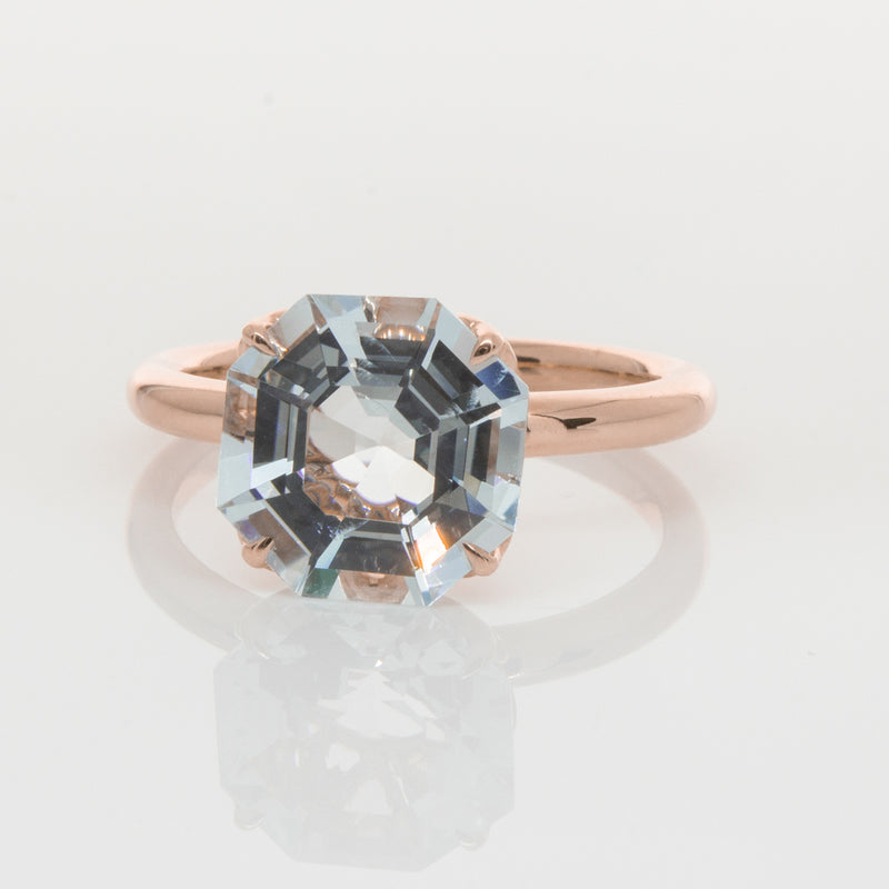 18ct Rose Gold Aquamarine Octavia Ring-Ring-Walker & Hall