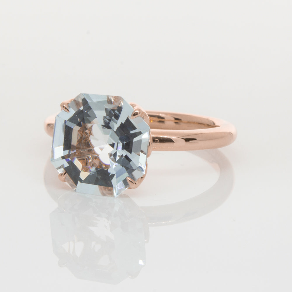 18ct Rose Gold Aquamarine Octavia Ring-Ring-Walker & Hall