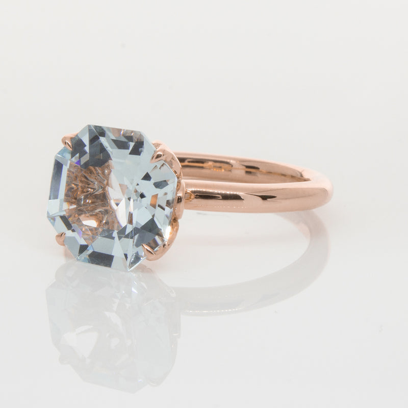 18ct Rose Gold Aquamarine Octavia Ring-Ring-Walker & Hall