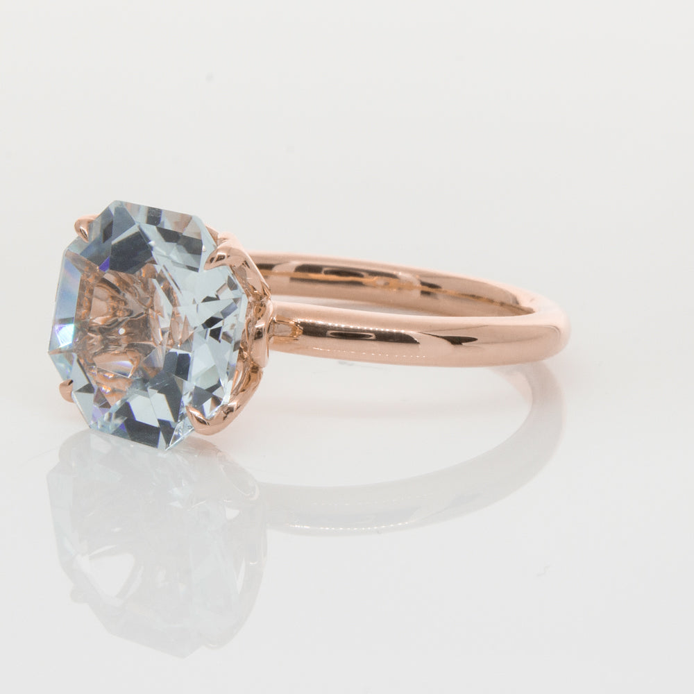 18ct Rose Gold Aquamarine Octavia Ring-Ring-Walker & Hall