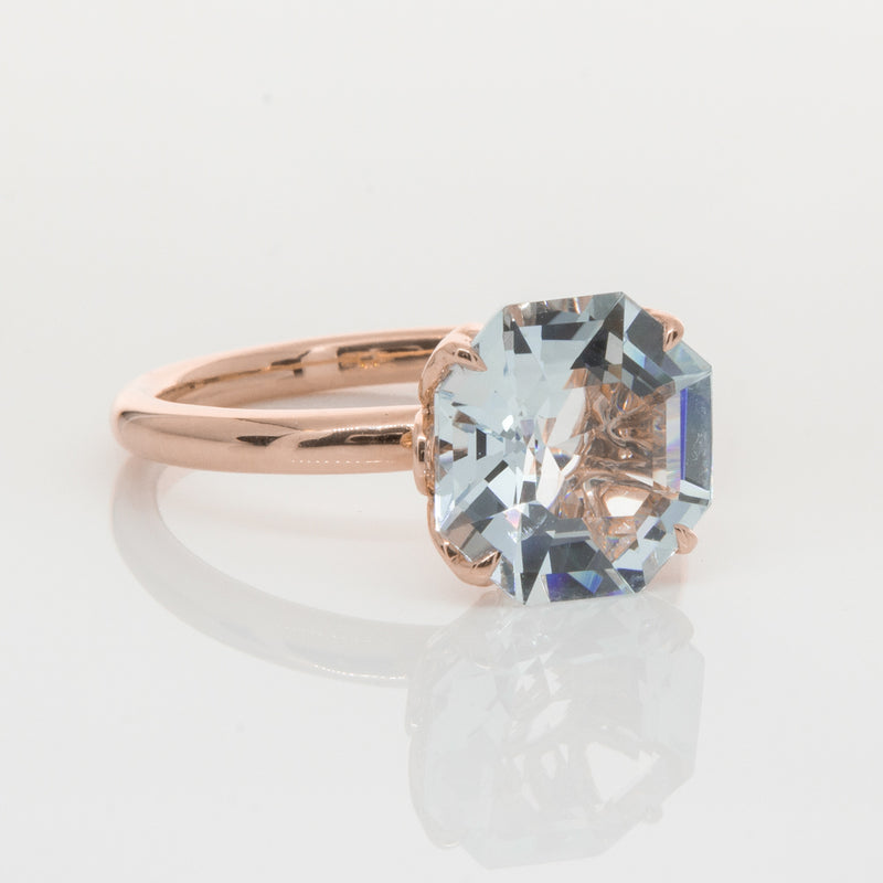 18ct Rose Gold Aquamarine Octavia Ring-Ring-Walker & Hall