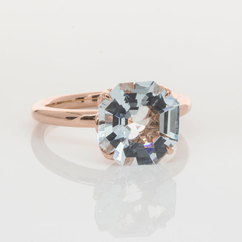 18ct Rose Gold Aquamarine Octavia Ring-Ring-Walker & Hall
