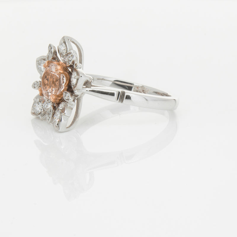 18ct White Gold Morganite & Diamond Maple Ring-Ring-Walker & Hall