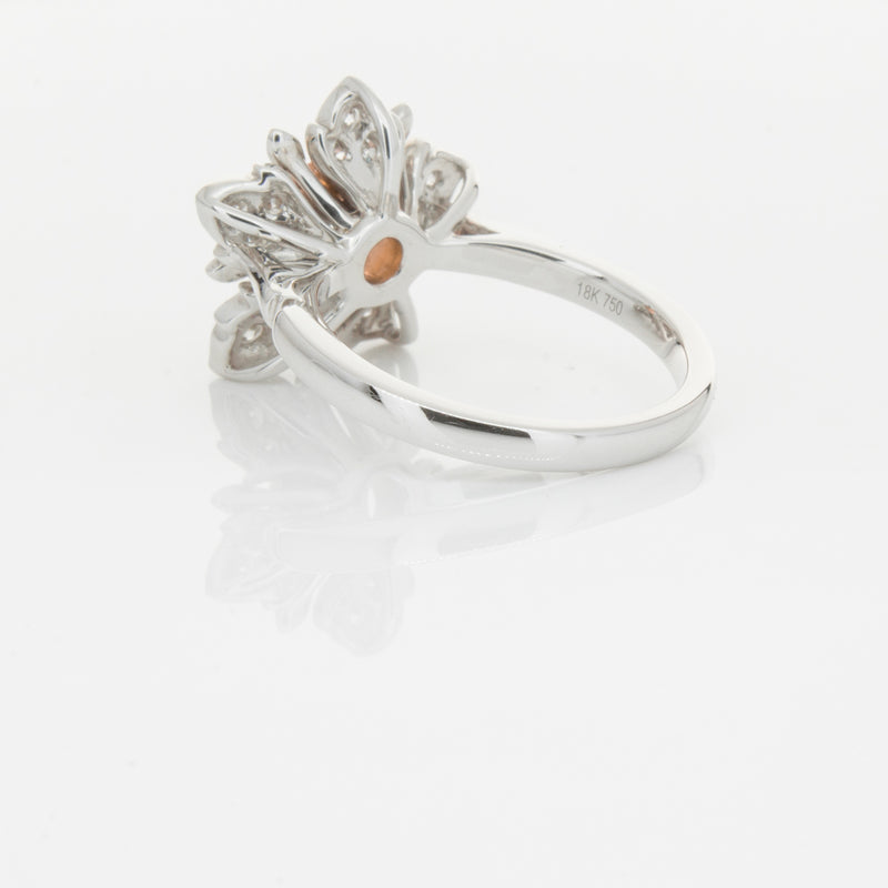 18ct White Gold Morganite & Diamond Maple Ring-Ring-Walker & Hall