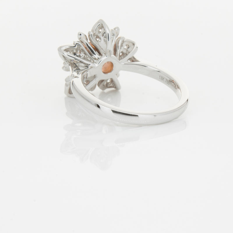 18ct White Gold Morganite & Diamond Maple Ring-Ring-Walker & Hall