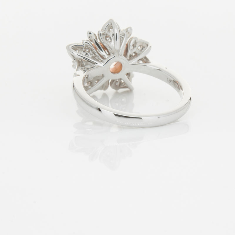 18ct White Gold Morganite & Diamond Maple Ring-Ring-Walker & Hall