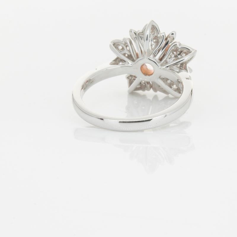 18ct White Gold Morganite & Diamond Maple Ring-Ring-Walker & Hall