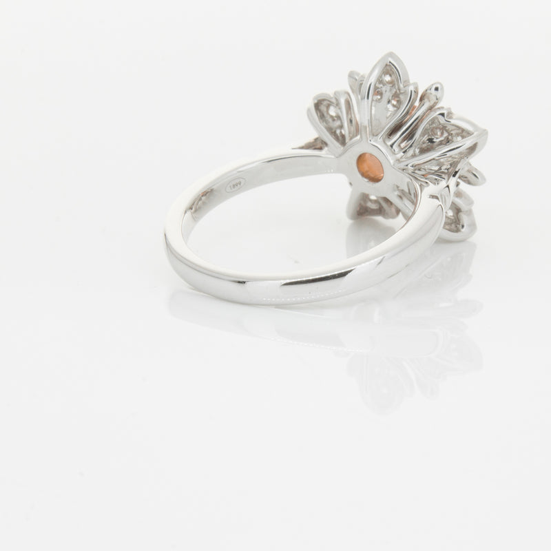 18ct White Gold Morganite & Diamond Maple Ring-Ring-Walker & Hall