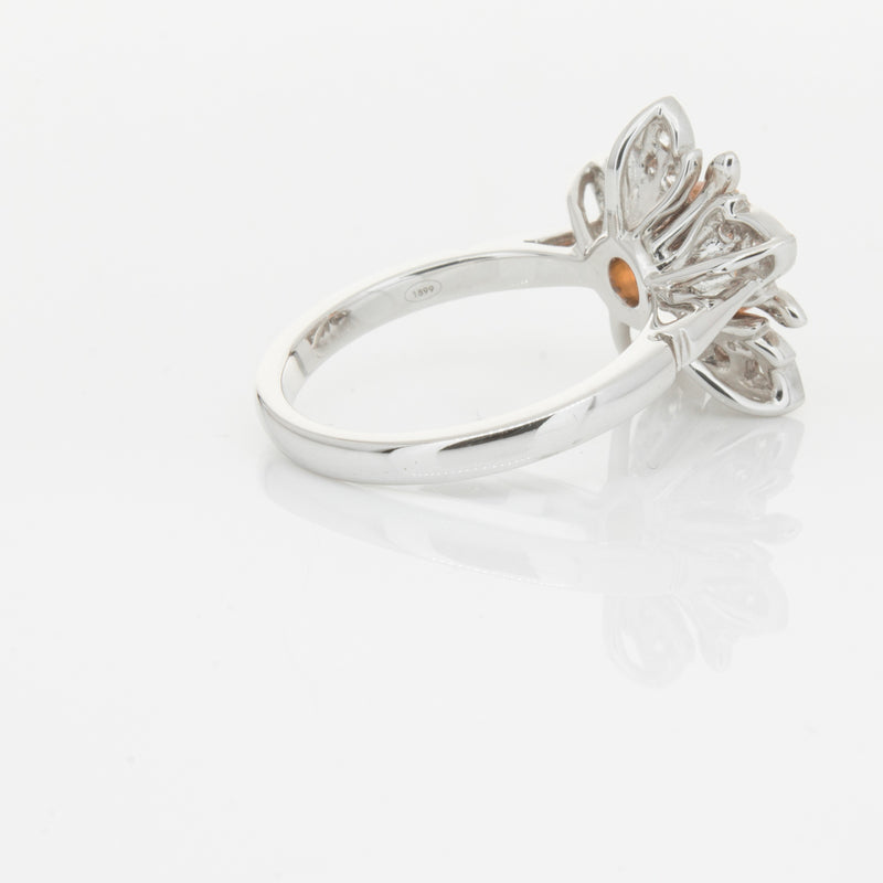 18ct White Gold Morganite & Diamond Maple Ring-Ring-Walker & Hall