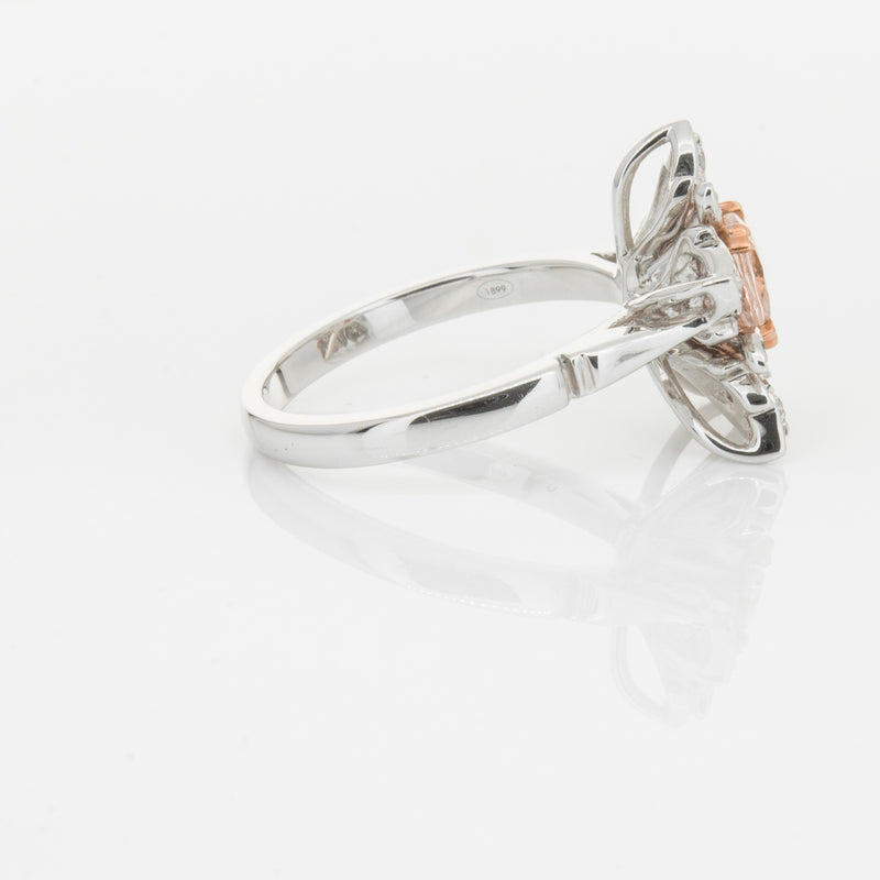 18ct White Gold Morganite & Diamond Maple Ring-Ring-Walker & Hall