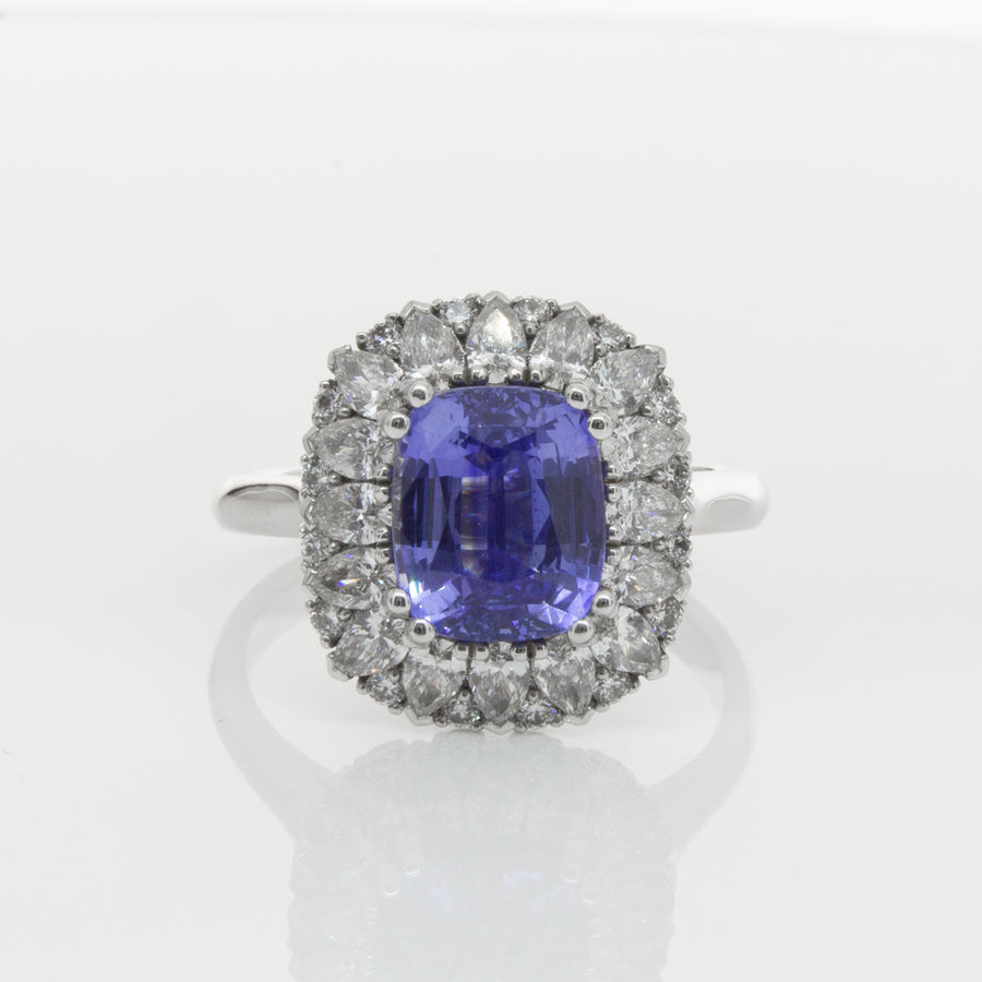 18ct White Gold Sapphire & Diamond Ring-Ring-Walker & Hall