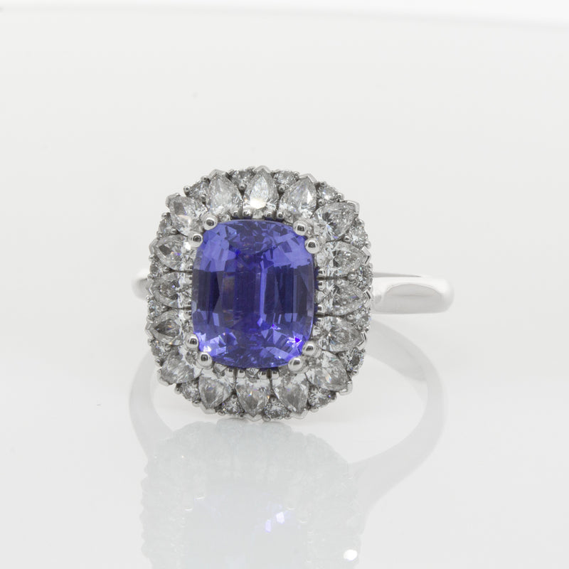 18ct White Gold Sapphire & Diamond Ring-Ring-Walker & Hall