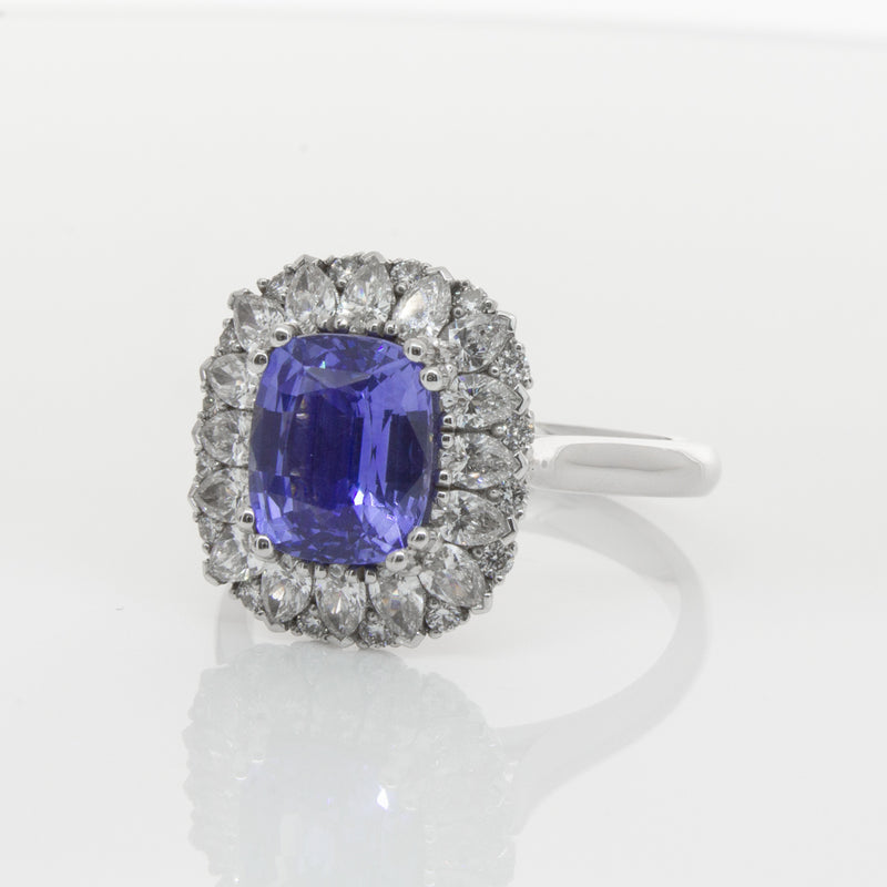 18ct White Gold Sapphire & Diamond Ring-Ring-Walker & Hall