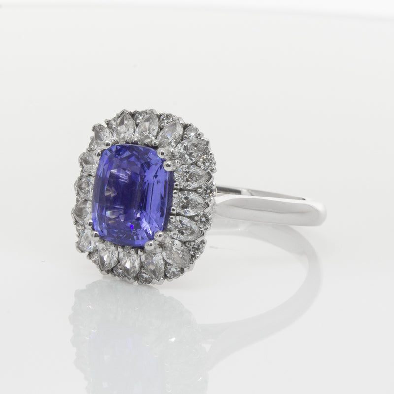 18ct White Gold Sapphire & Diamond Ring-Ring-Walker & Hall