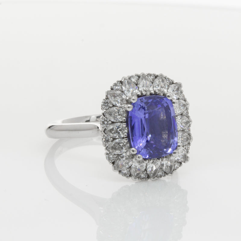 18ct White Gold Sapphire & Diamond Ring-Ring-Walker & Hall