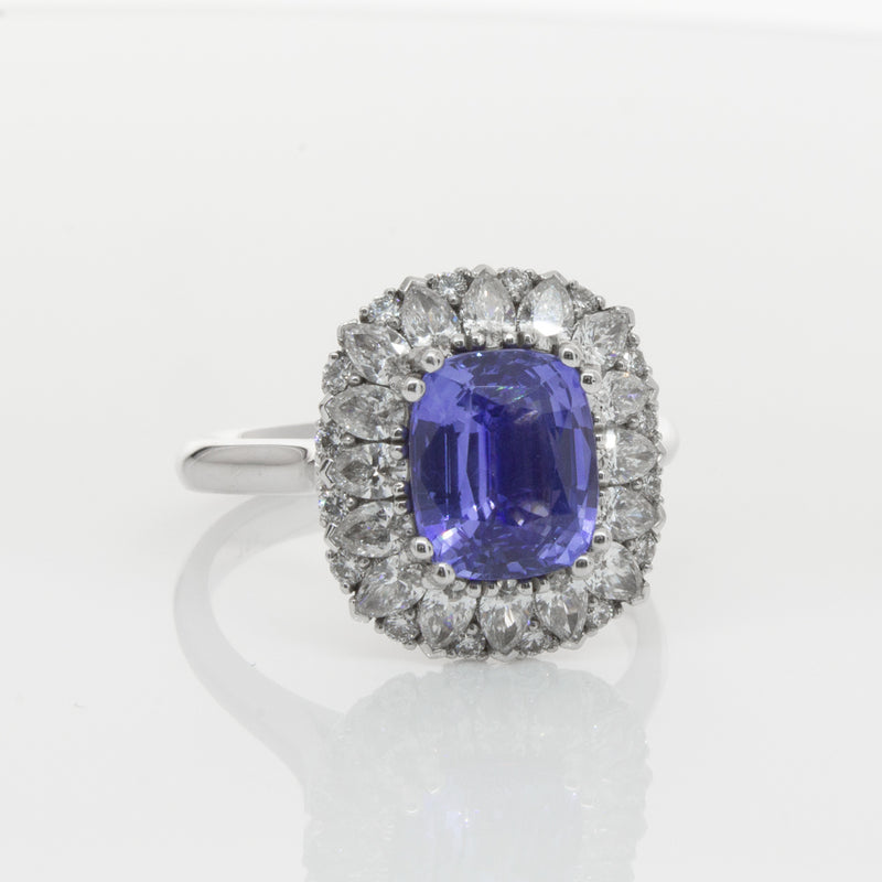 18ct White Gold Sapphire & Diamond Ring-Ring-Walker & Hall