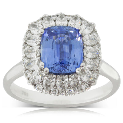 18ct White Gold Sapphire & Diamond Ring-Ring-Walker & Hall