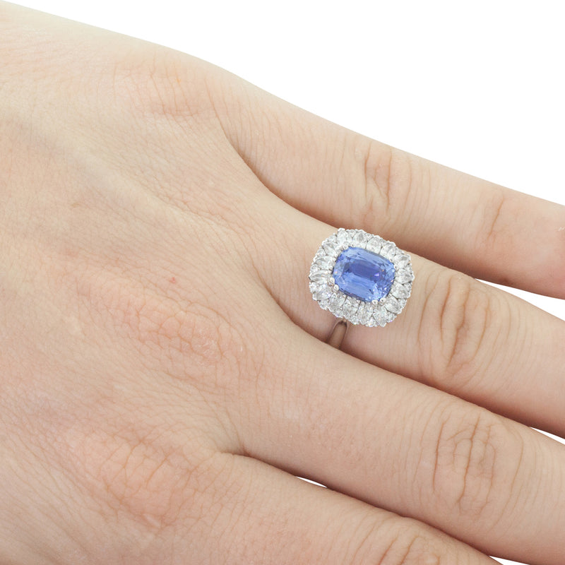 18ct White Gold Sapphire & Diamond Ring-Ring-Walker & Hall