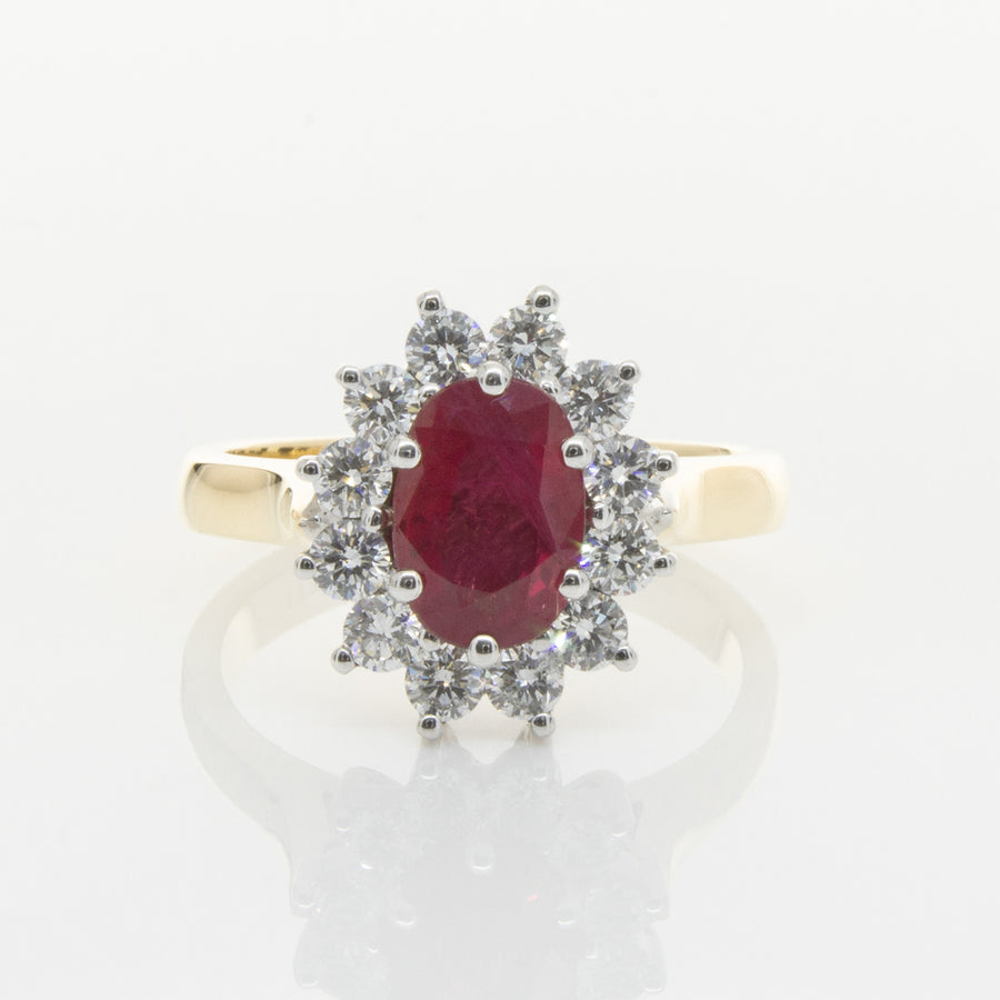 18ct Yellow & White Gold Ruby & Diamond Ring-Ring-Walker & Hall