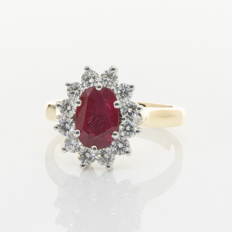18ct Yellow & White Gold Ruby & Diamond Ring-Ring-Walker & Hall