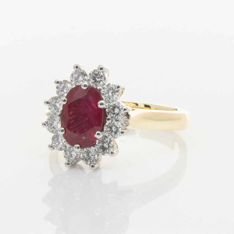 18ct Yellow & White Gold Ruby & Diamond Ring-Ring-Walker & Hall