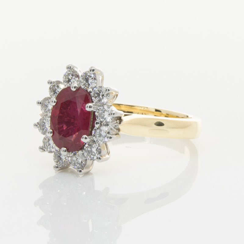 18ct Yellow & White Gold Ruby & Diamond Ring-Ring-Walker & Hall