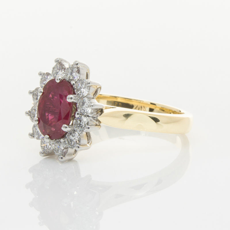 18ct Yellow & White Gold Ruby & Diamond Ring-Ring-Walker & Hall