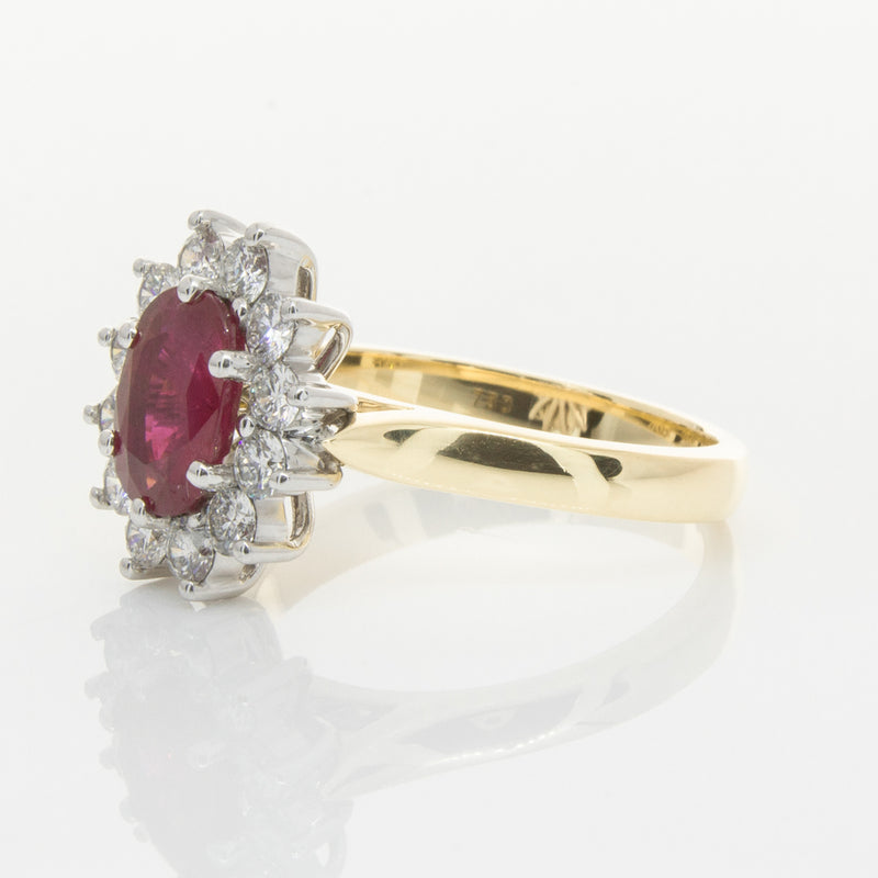 18ct Yellow & White Gold Ruby & Diamond Ring-Ring-Walker & Hall