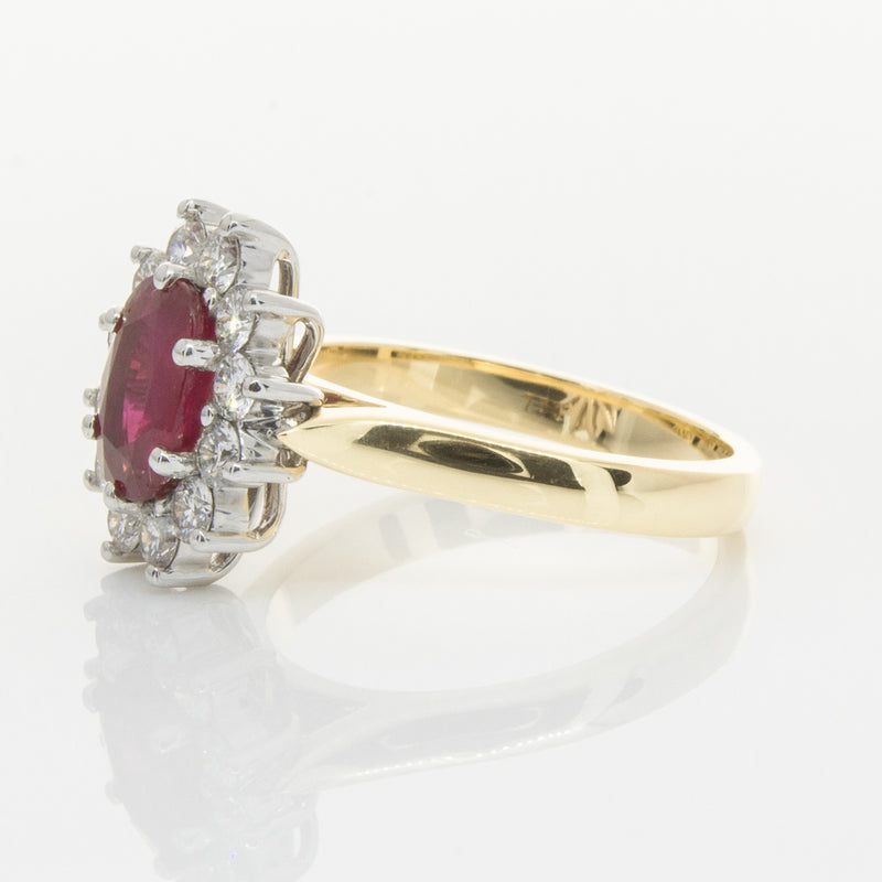 18ct Yellow & White Gold Ruby & Diamond Ring-Ring-Walker & Hall