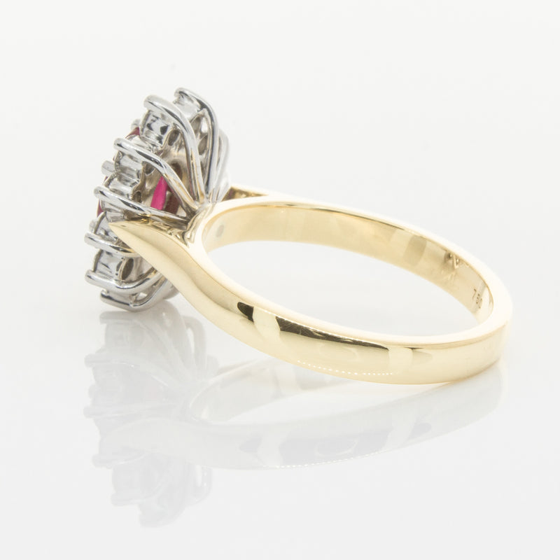 18ct Yellow & White Gold Ruby & Diamond Ring-Ring-Walker & Hall