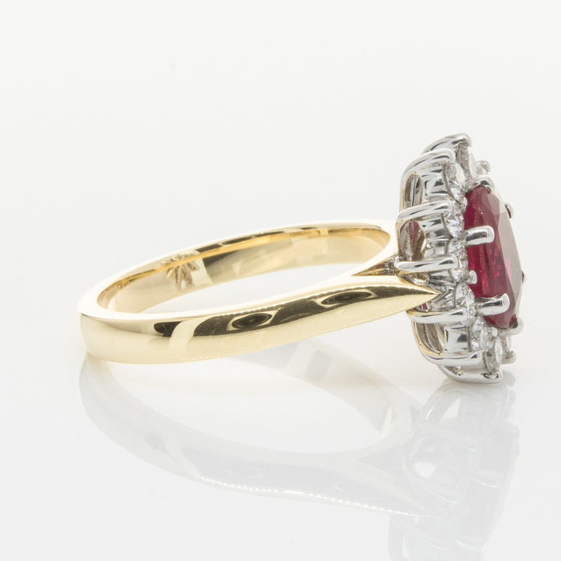 18ct Yellow & White Gold Ruby & Diamond Ring-Ring-Walker & Hall