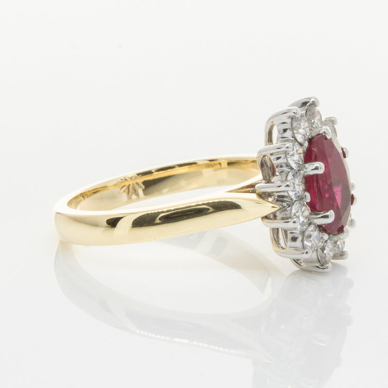 18ct Yellow & White Gold Ruby & Diamond Ring-Ring-Walker & Hall