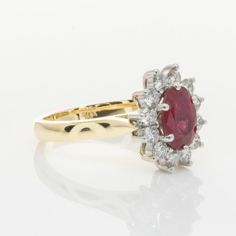 18ct Yellow & White Gold Ruby & Diamond Ring-Ring-Walker & Hall