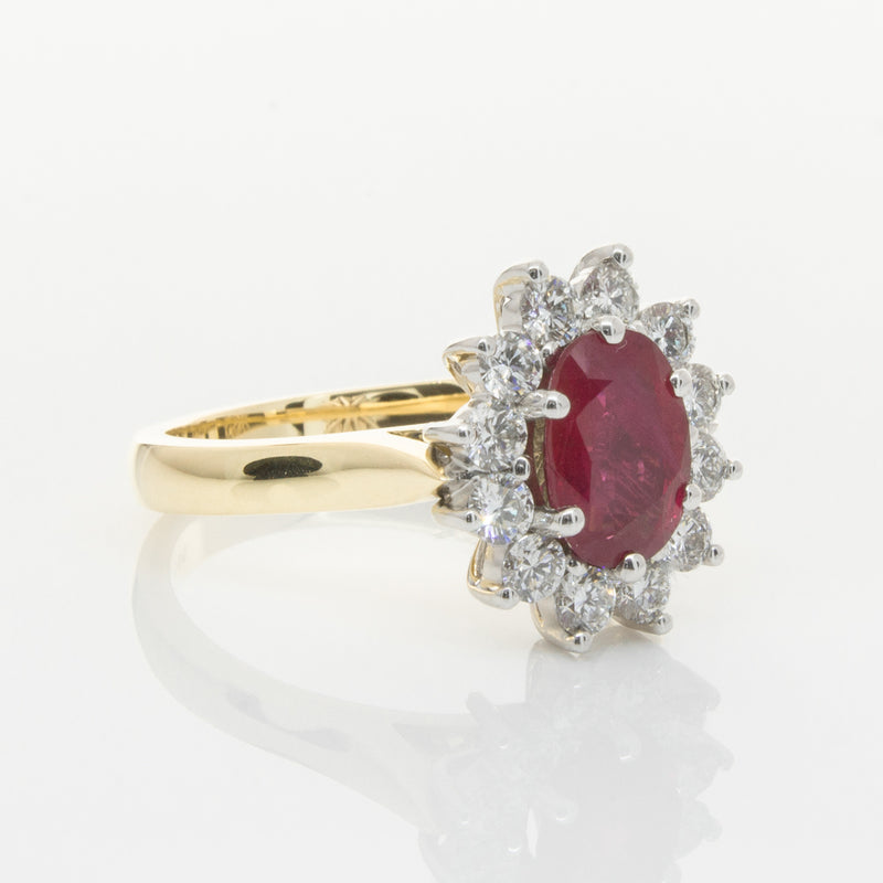 18ct Yellow & White Gold Ruby & Diamond Ring-Ring-Walker & Hall