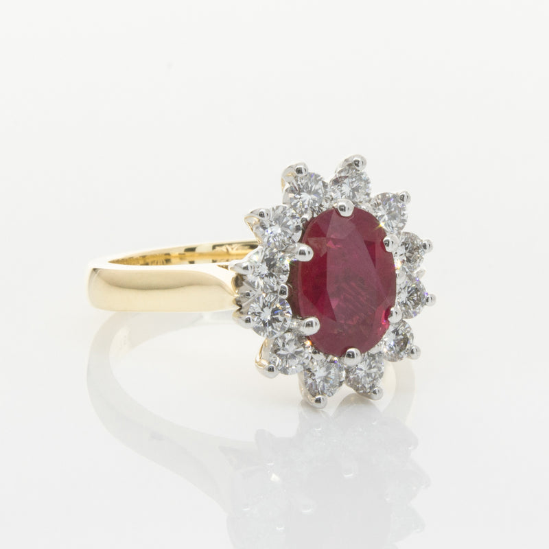 18ct Yellow & White Gold Ruby & Diamond Ring-Ring-Walker & Hall