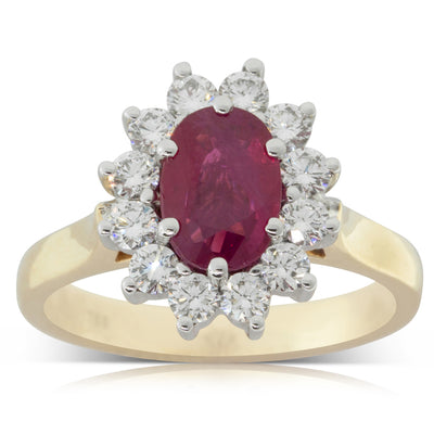 18ct Yellow & White Gold Ruby & Diamond Ring-Ring-Walker & Hall