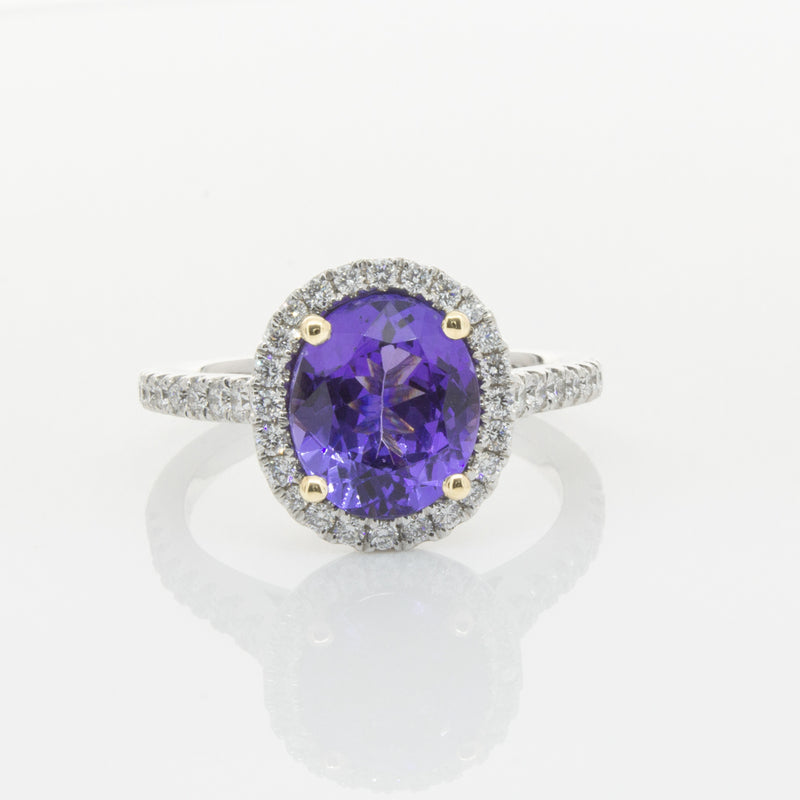 18ct White Gold Tanzanite & Diamond Sierra Ring-Ring-Walker & Hall