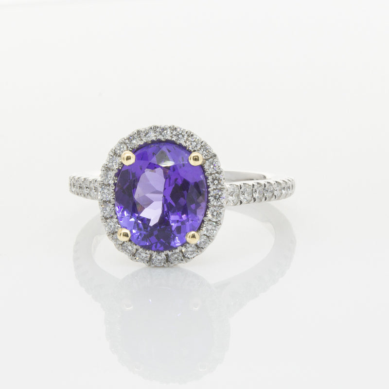 18ct White Gold Tanzanite & Diamond Sierra Ring-Ring-Walker & Hall