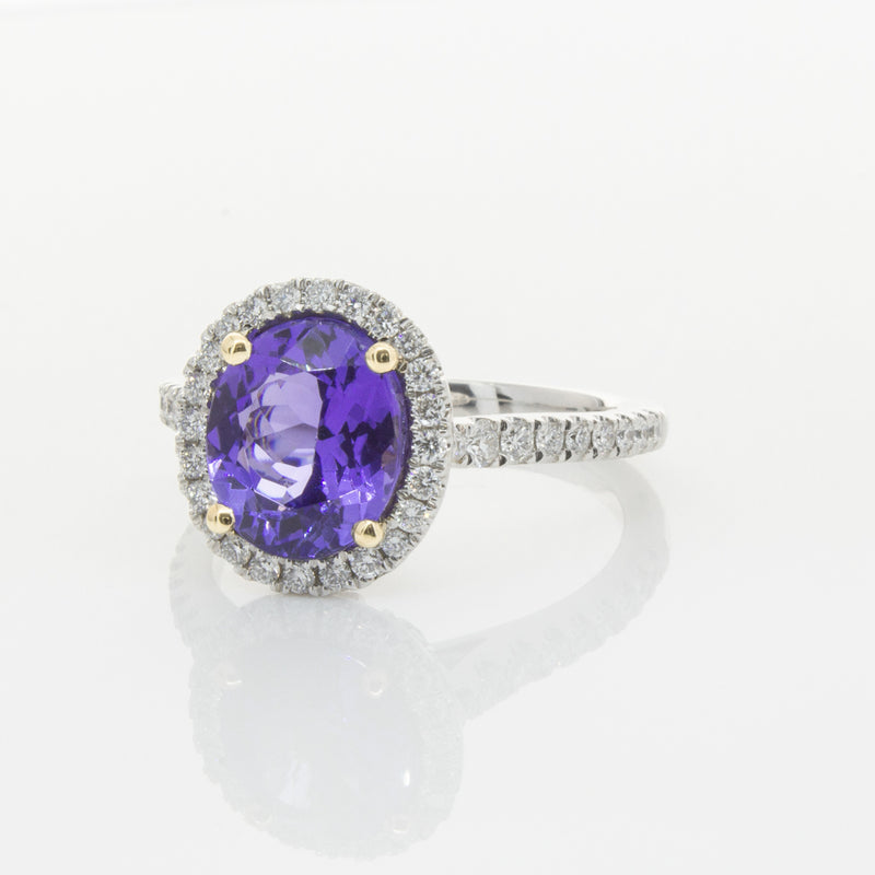 18ct White Gold Tanzanite & Diamond Sierra Ring-Ring-Walker & Hall