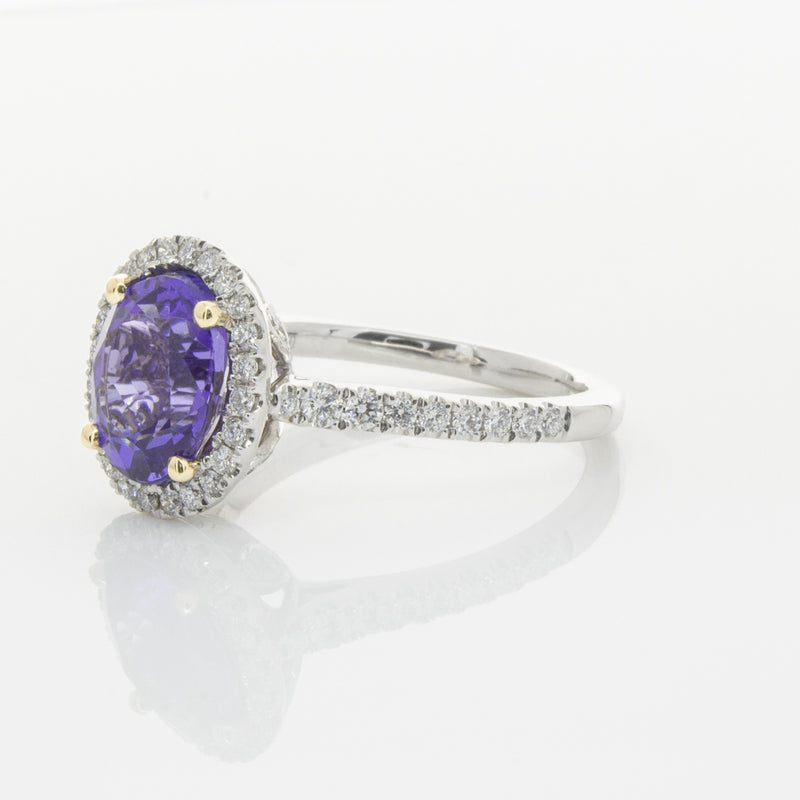 18ct White Gold Tanzanite & Diamond Sierra Ring-Ring-Walker & Hall