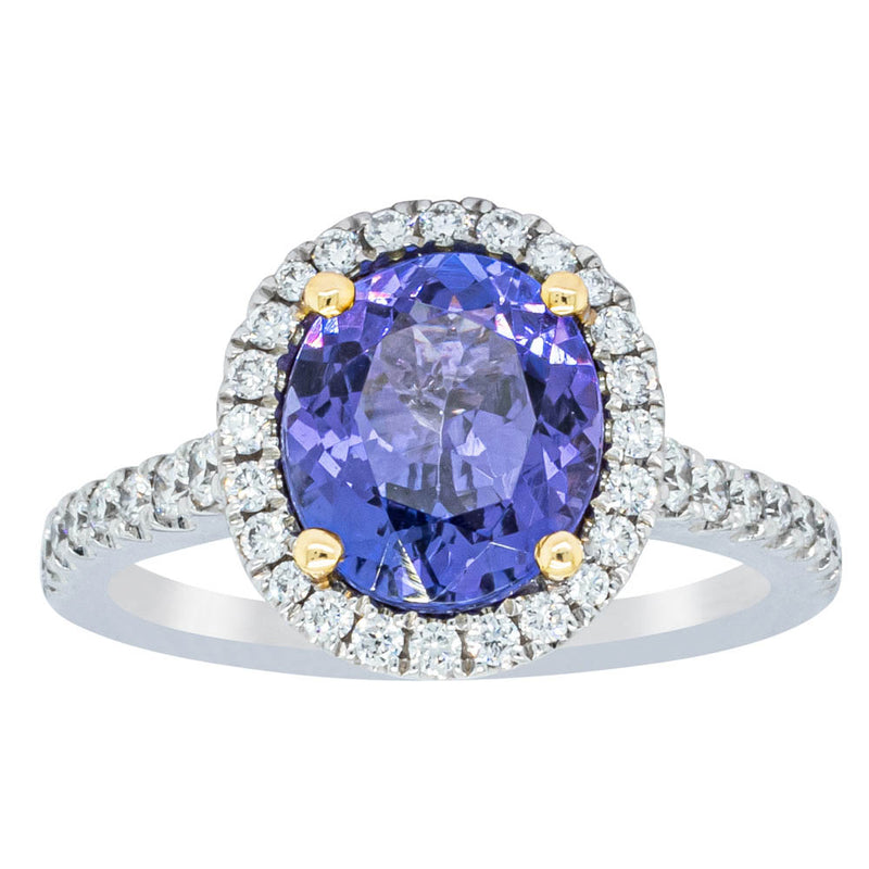 18ct White Gold Tanzanite & Diamond Sierra Ring-Ring-Walker & Hall