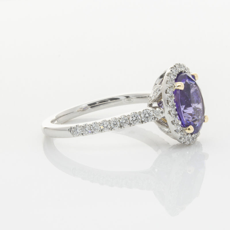 18ct White Gold Tanzanite & Diamond Sierra Ring-Ring-Walker & Hall