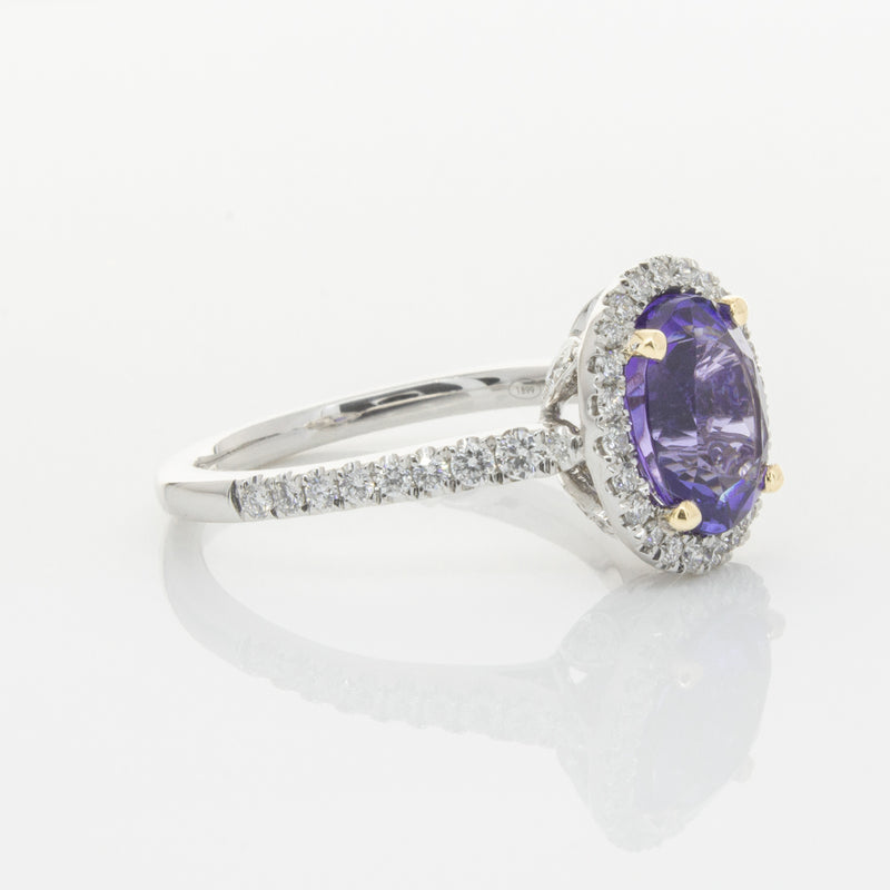 18ct White Gold Tanzanite & Diamond Sierra Ring-Ring-Walker & Hall