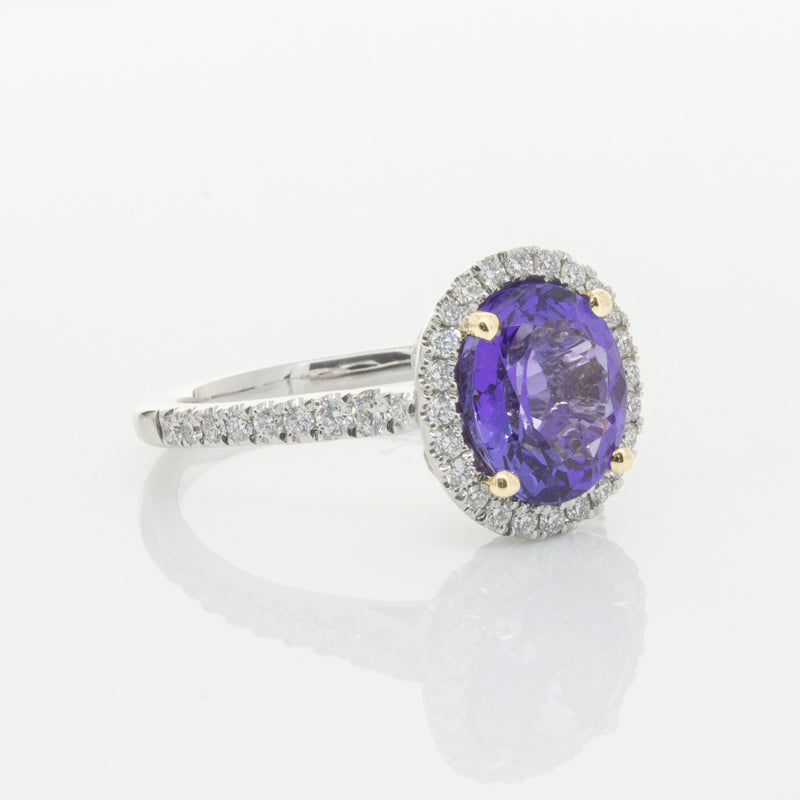 18ct White Gold Tanzanite & Diamond Sierra Ring-Ring-Walker & Hall