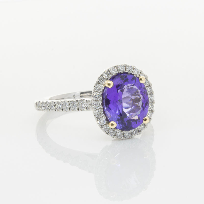 18ct White Gold Tanzanite & Diamond Sierra Ring-Ring-Walker & Hall