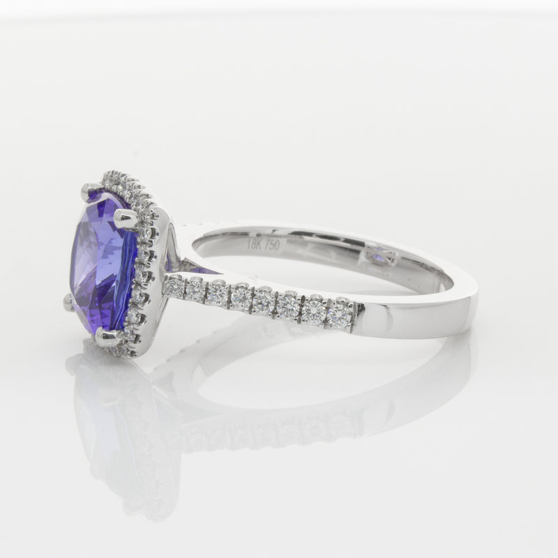 18ct White Gold Tanzanite & Diamond Ring-Ring-Walker & Hall